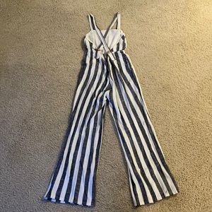 Forever 21 navy blue white stripe strappy jumpsuit